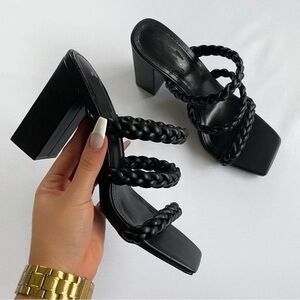 Elegant Black Braided Heels